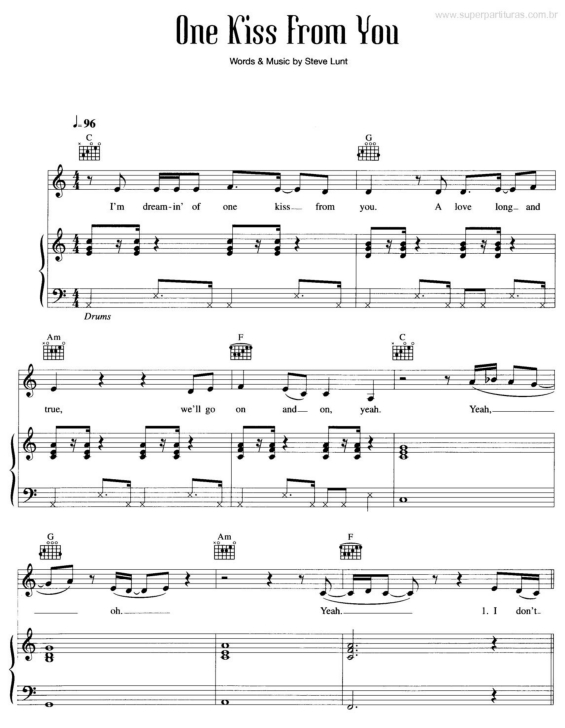 Partitura da música One Kiss From You