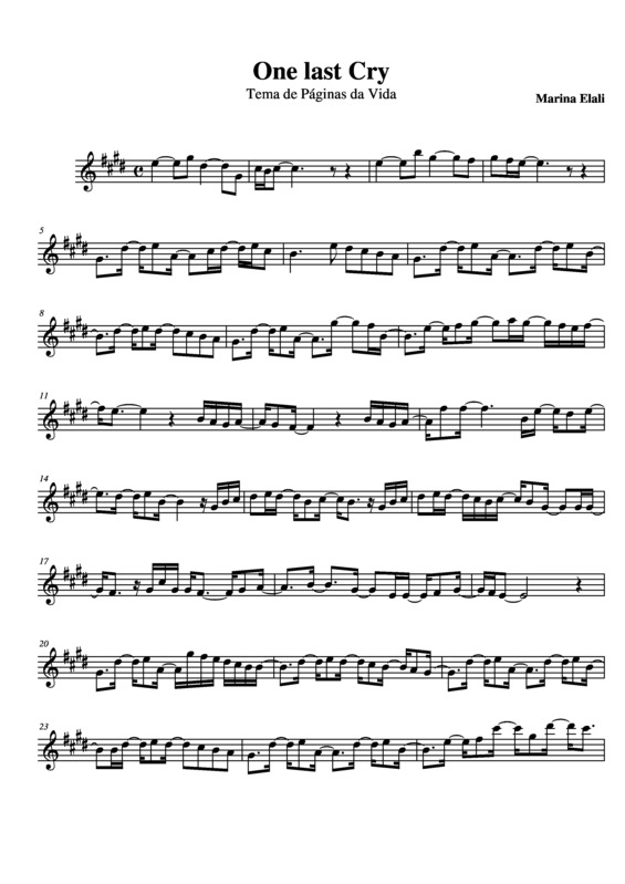 Partitura da música One Last Cry v.3