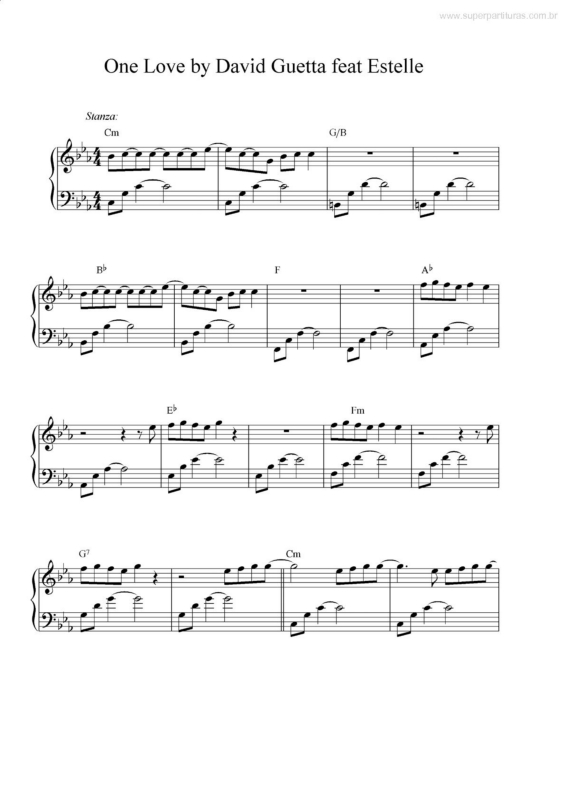 Partitura da música One Love v.2