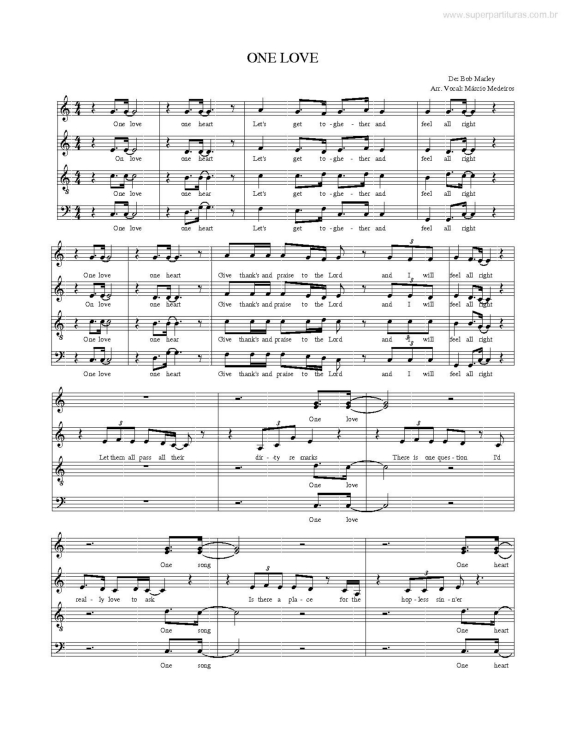 Partitura da música One Love v.3