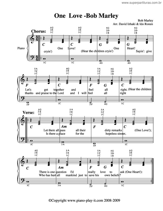 Partitura da música One love v.5