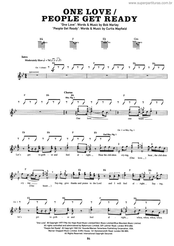 Partitura da música One Love v.6