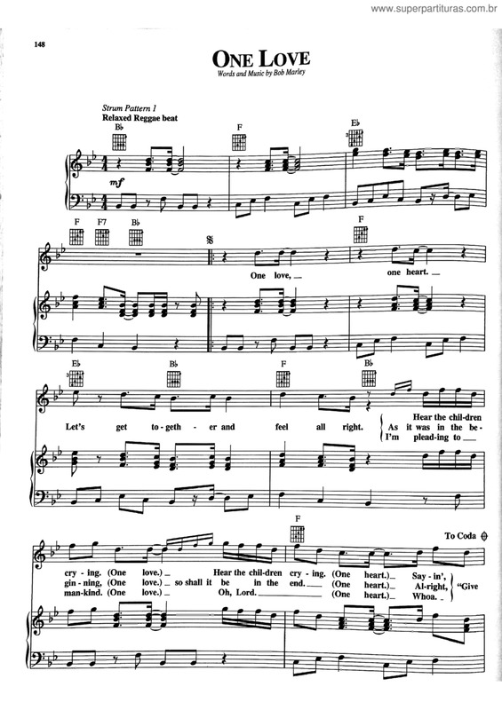 Partitura da música One Love v.7