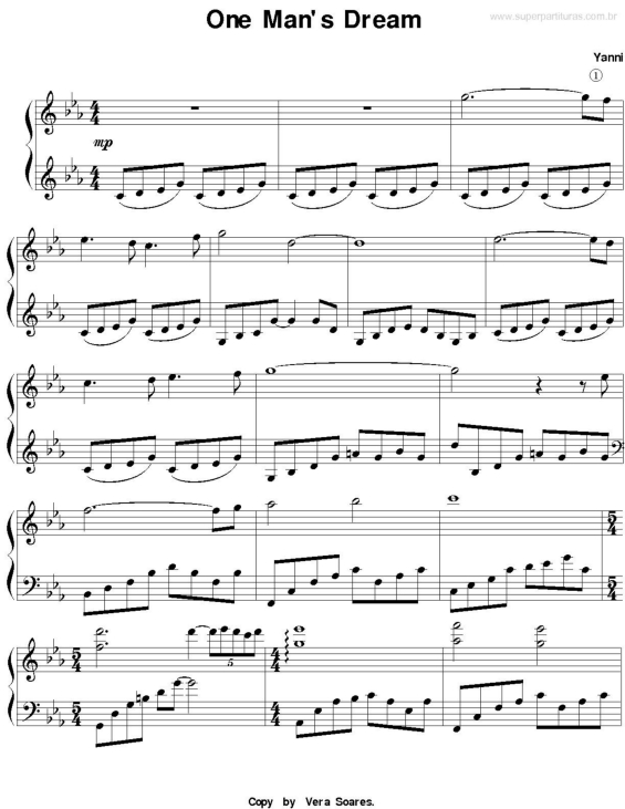 Partitura da música One Man`s Dream