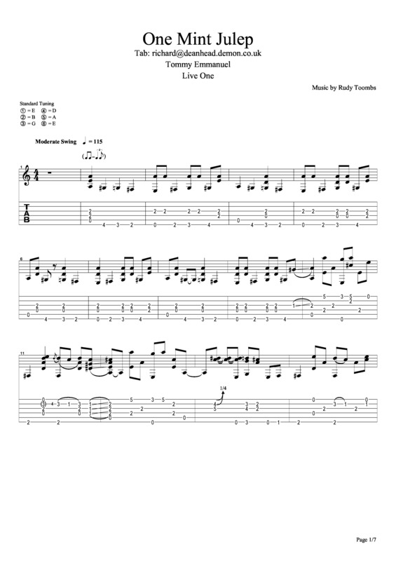 Partitura da música One Mint Julep