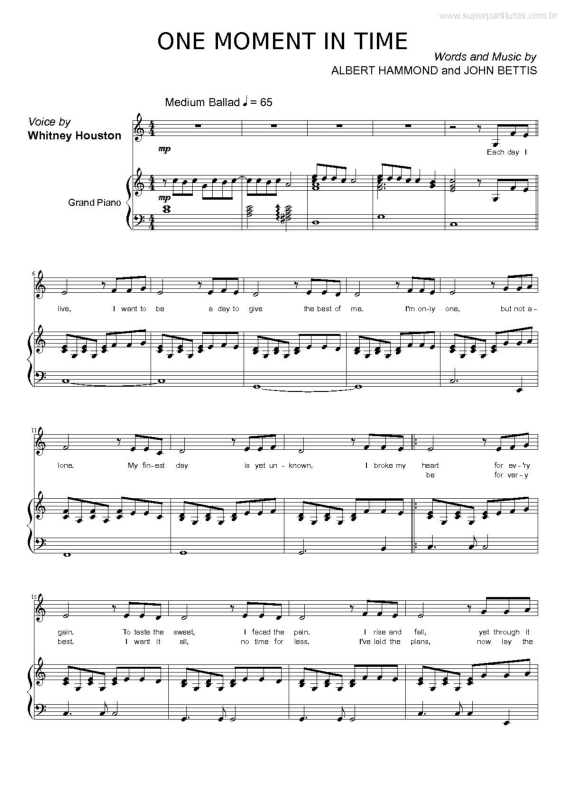 Partitura da música One Moment in Time v.4