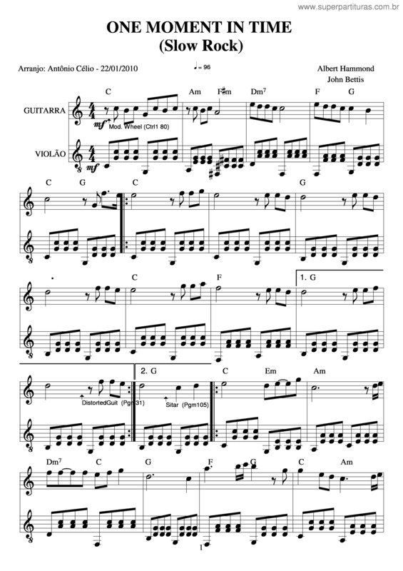 Partitura da música One Moment In Time v.5