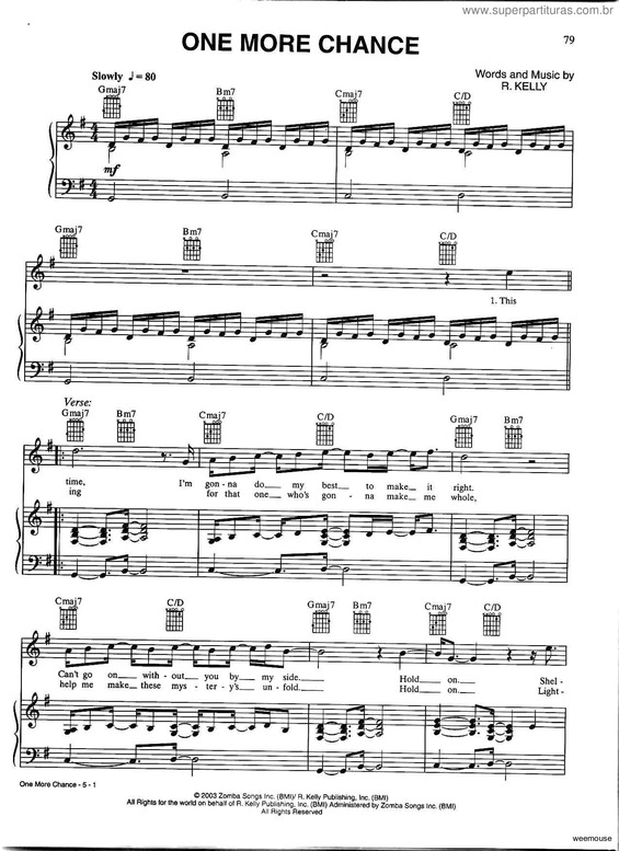 Partitura da música One More Chance v.2