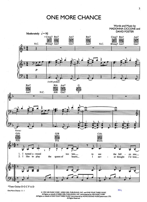 Partitura da música One More Chance v.3