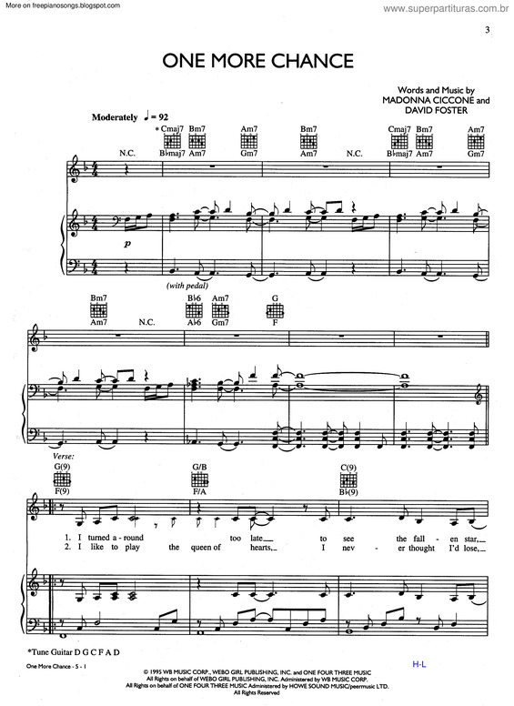 Partitura da música One More Chance v.4