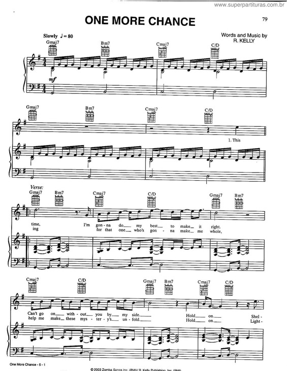 Partitura da música One More Chance