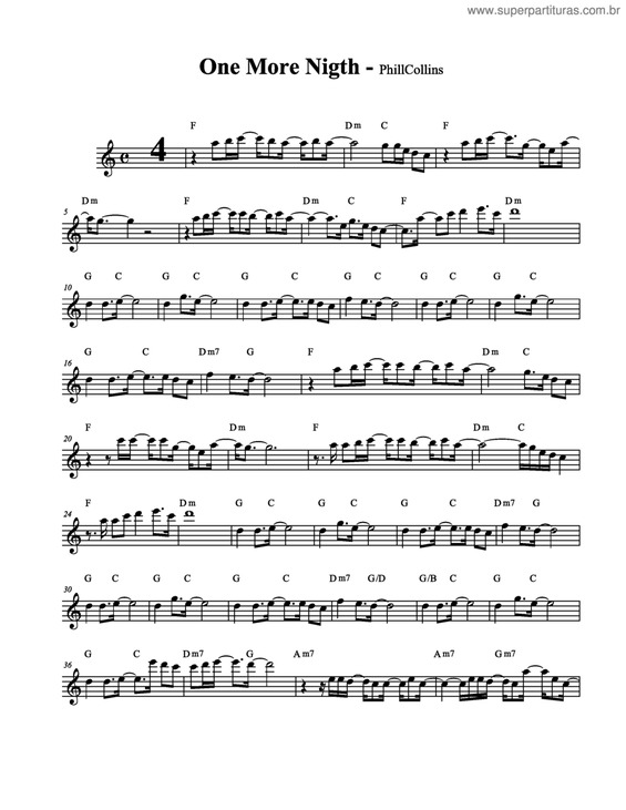 Partitura da música One More Night v.2