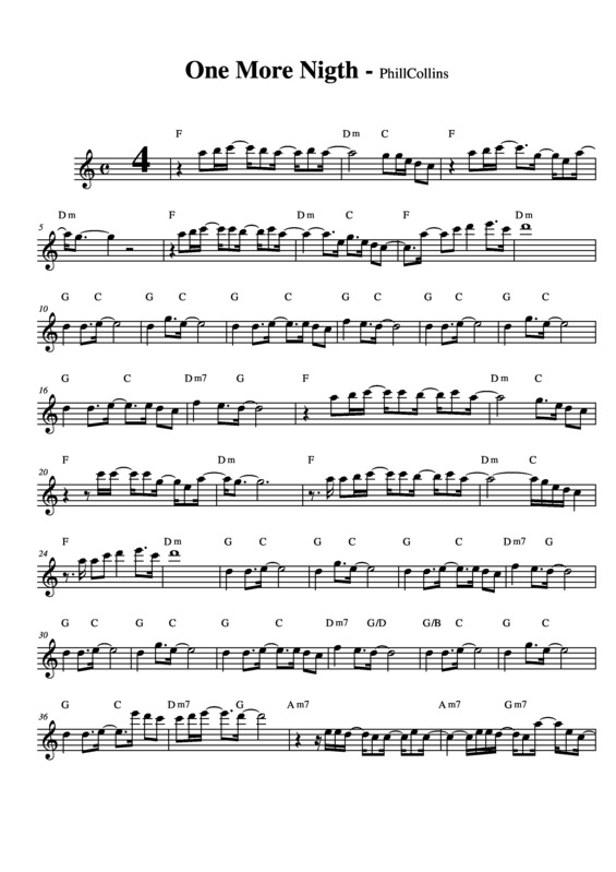 Partitura da música One More Night v.3