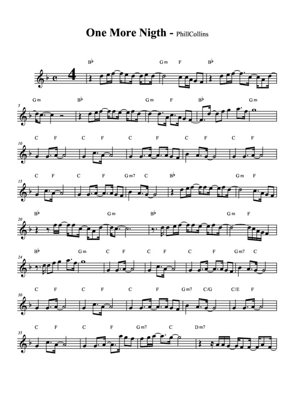 Partitura da música One More Night v.4