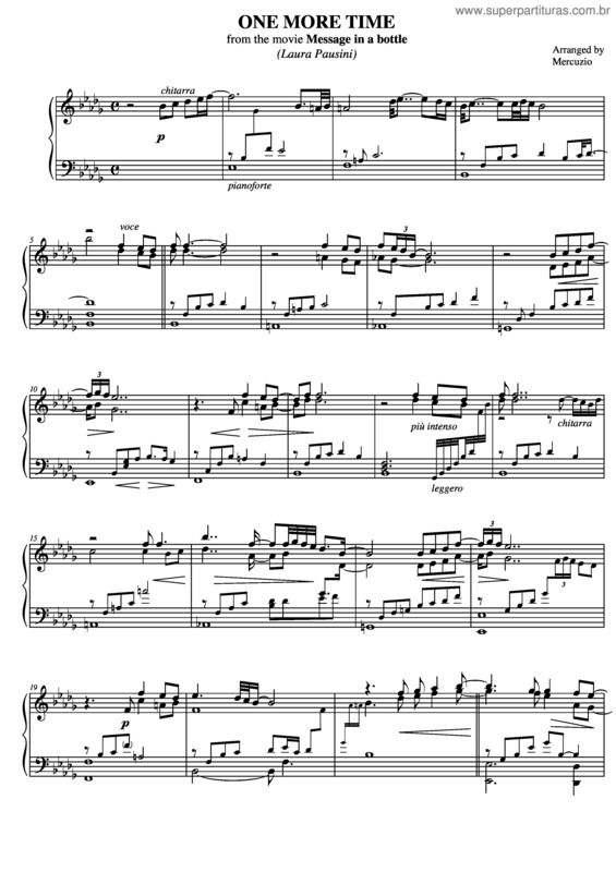 Partitura da música One More Time