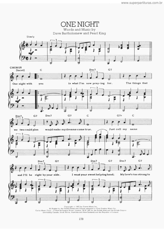 Partitura da música One night v.2