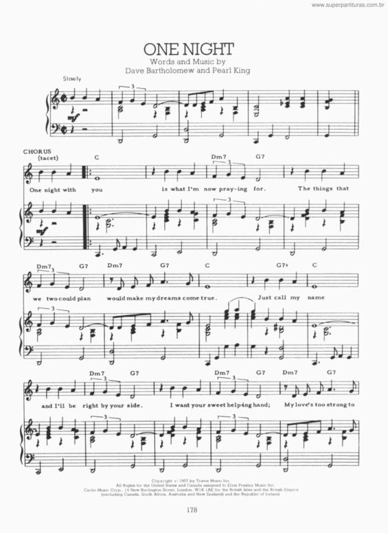 Partitura da música One Night v.3