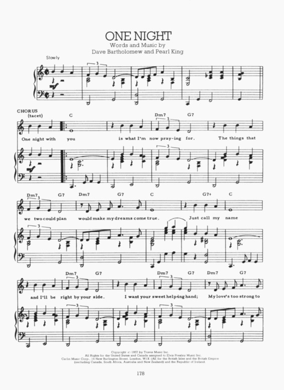 Partitura da música One Night v.5