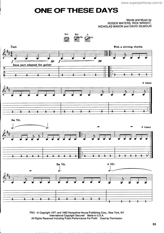 Partitura da música One of these odays
