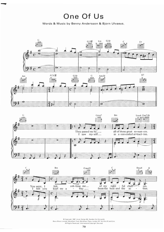 Partitura da música One of Us v.5