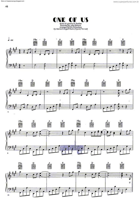 Partitura da música One Of Us v.7