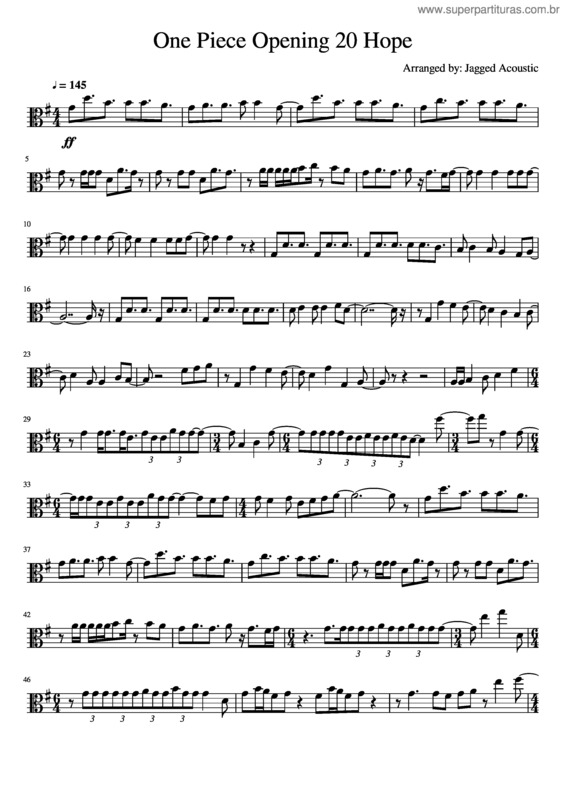 Partitura da música One Piece Hope Viola