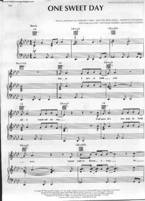 Partitura da música One Sweet Day v.2