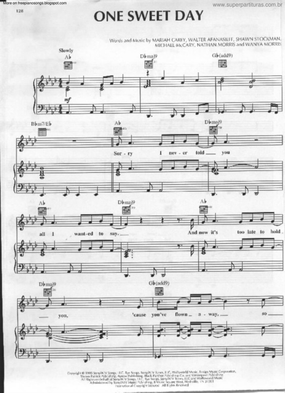 Partitura da música One Sweet Day v.2