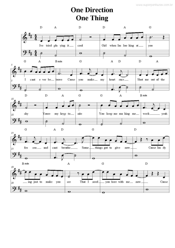 Partitura da música One Thing v.2