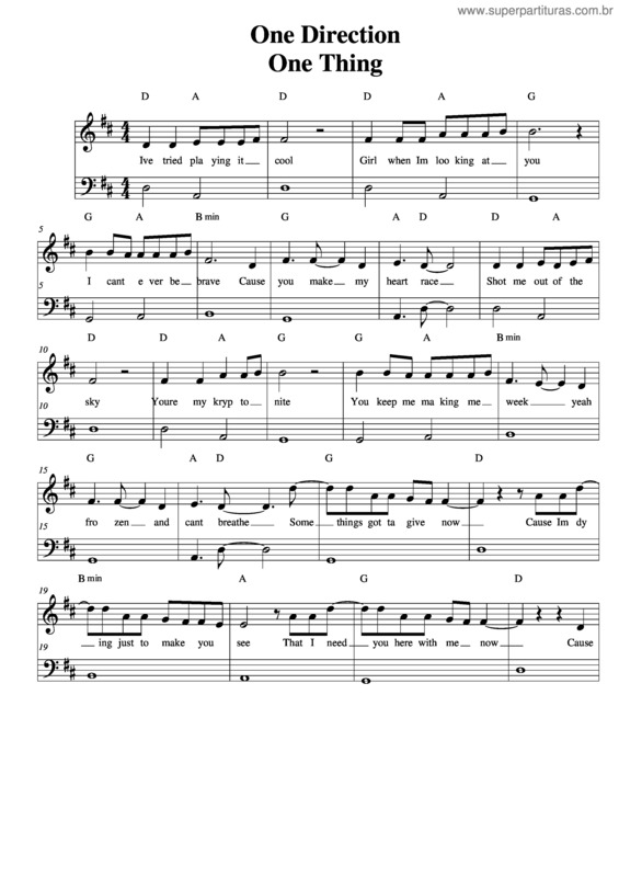 Partitura da música One Thing v.5