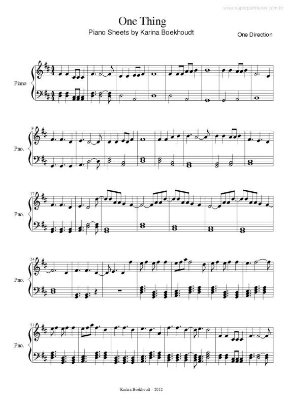 Partitura da música One Thing