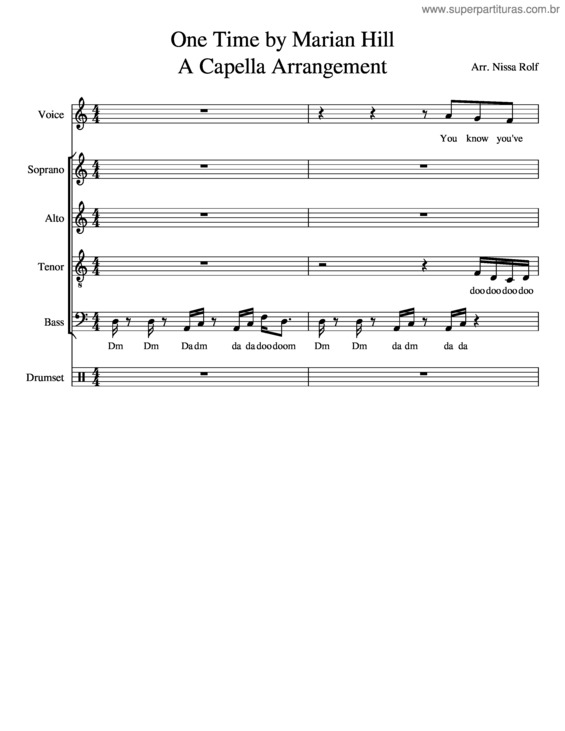 Partitura da música One Time– Marian Hill