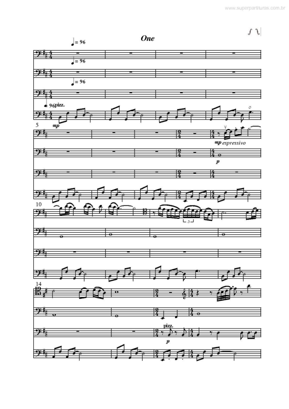 Partitura da música One v.2