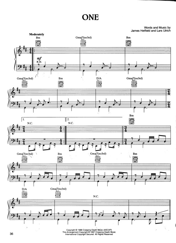 Partitura da música One v.5