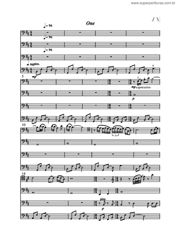 Partitura da música One v.6