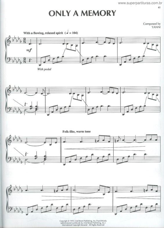 Partitura da música Only A Memory