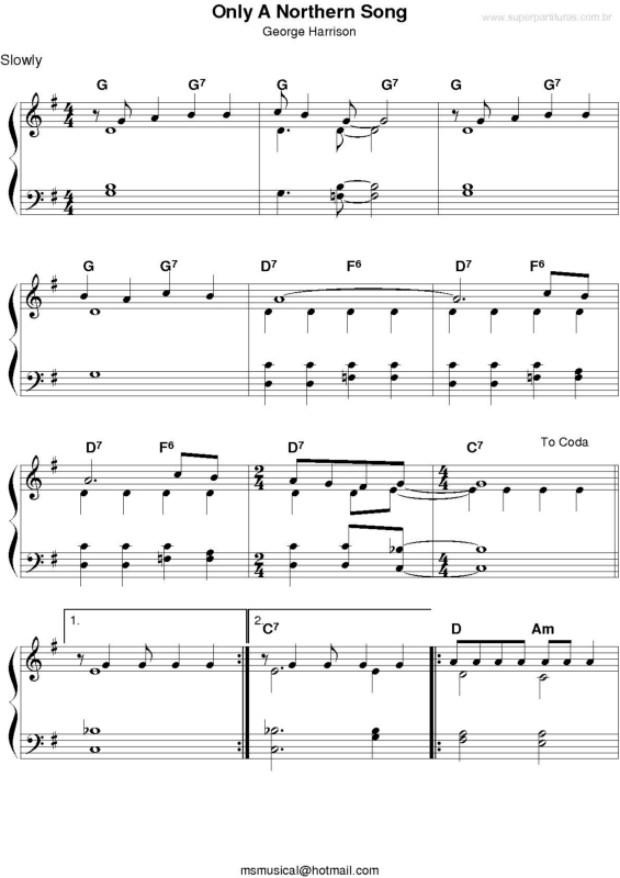 Partitura da música Only A Northem Song