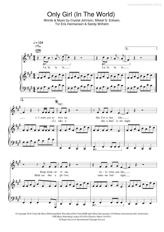 Partitura da música Only Girl (In the World)