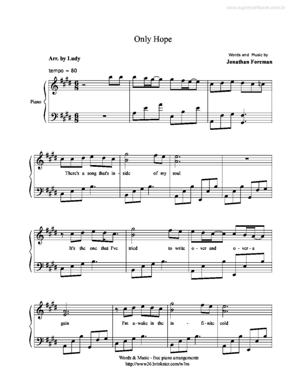 Partitura da música Only Hope v.2