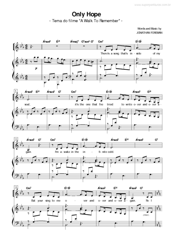 Partitura da música Only Hope