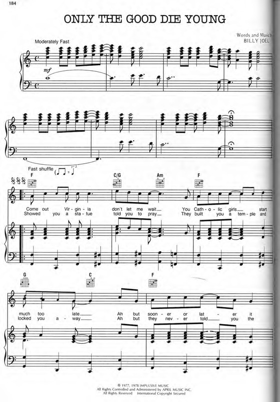 Partitura da música Only the good die young