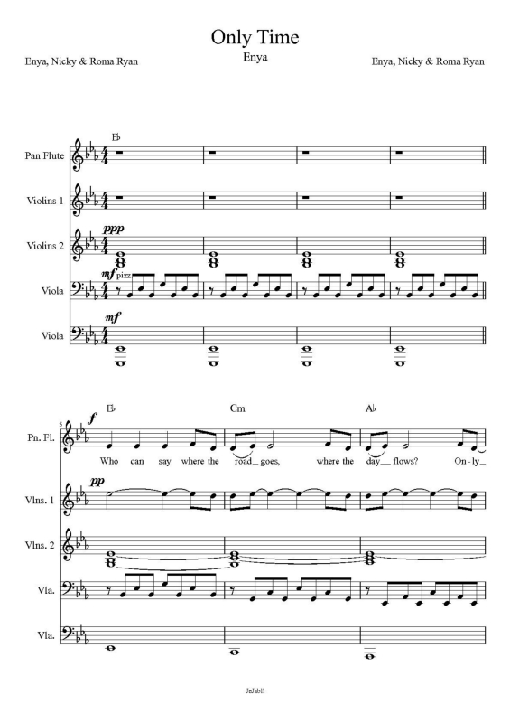 Partitura da música Only Time v.3