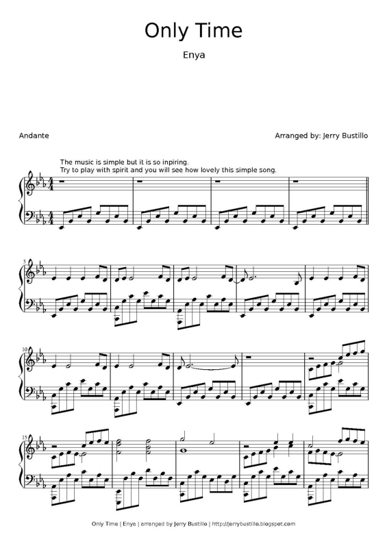 Partitura da música Only Time v.4