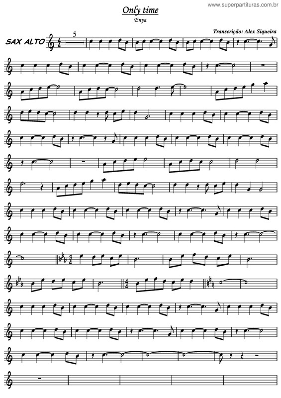 Partitura da música Only Time v.5