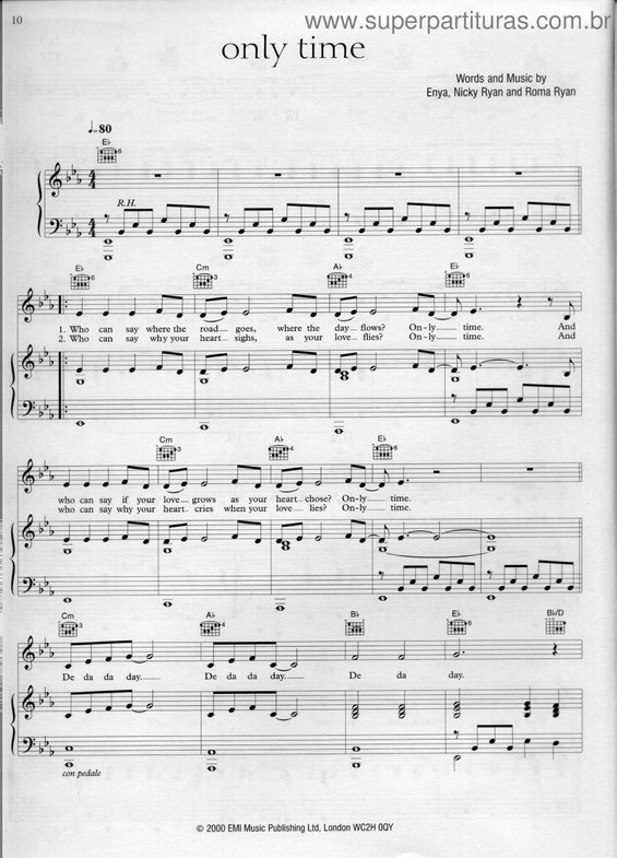 Partitura da música Only Time v.7