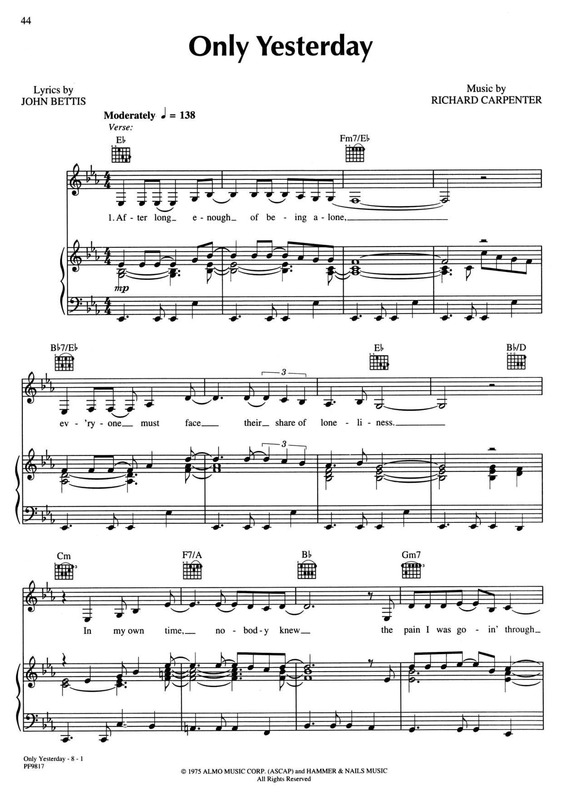 Partitura da música Only Yesterday v.3