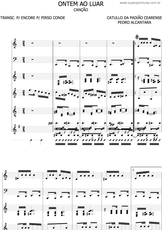 Partitura da música Ontem Ao Luar v.3