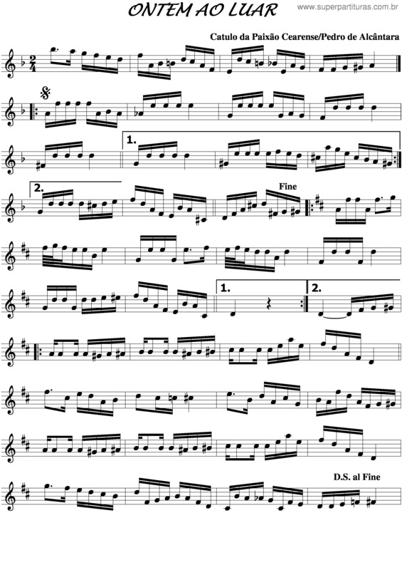 Partitura da música Ontem Ao Luar v.6