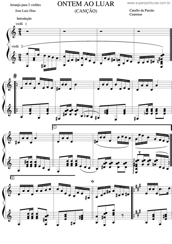 Partitura da música Ontem Ao Luar v.7