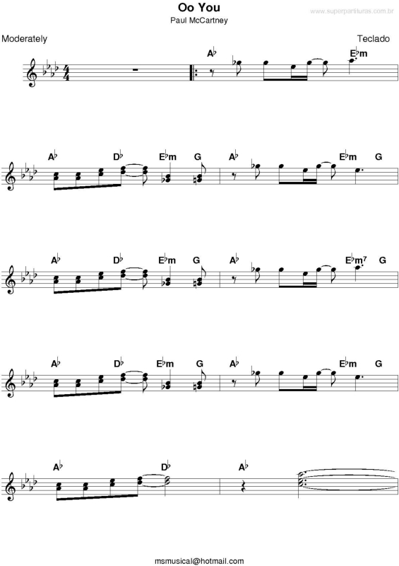 Partitura da música Oo You v.2